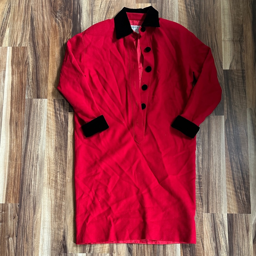 Vintage Vibrant Red Dress with Black Accents